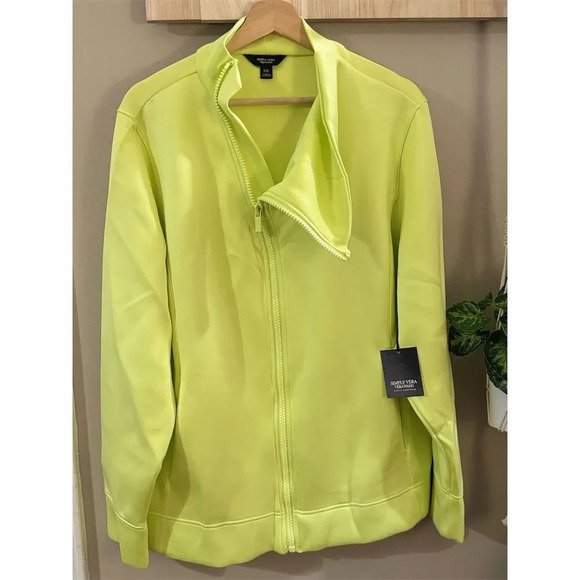Simply Vera Vera Wang Jackets & Blazers - Simply Vera Vera Wang Women's‎ 2XL Green Zip Jacket Asymmetrical Design